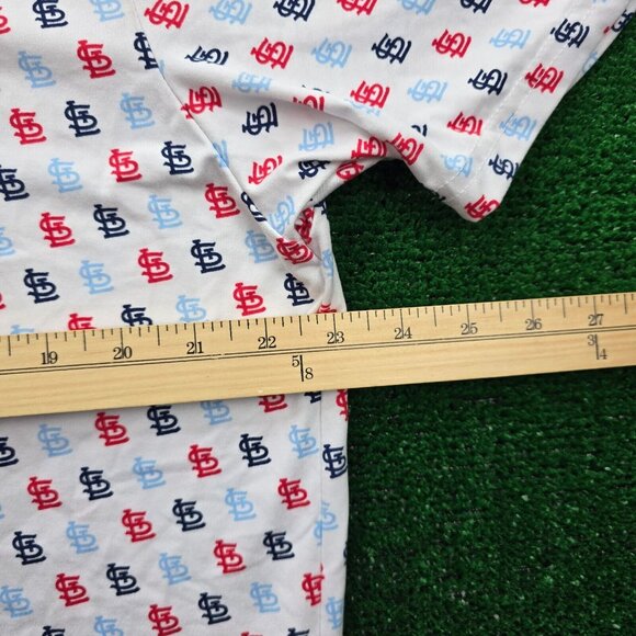 St Louis Cardinals Polo Shirt Mens XL White Short Sleeve Logo All Over Print - Picture 5 of 8